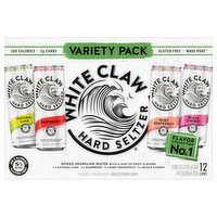 White Claw Hard Seltzer, Natural Lime/Raspberry/Ruby Grapefruit/Black Cherry, Spiked, Variety Pack, 12 Pack - 12 Each 