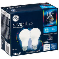 GE Light Bulbs, LED, HD+ Light, 8 Watts - 2 Each