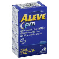 Aleve Pain Reliever/Nighttime Sleep-Aid, 220 mg, Caplets, PM - 20 Each