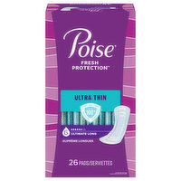 Poise Pads, Ultra Thin, Ultimate Long - 26 Each 