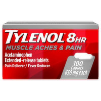 Tylenol Muscle Aches & Pain, 650 mg, 8 HR, Extended-Release Tablets, Caplets - 100 Each