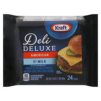 Kraft Cheese Slices, American, 2% Milk, Deli Deluxe - 24 Each 