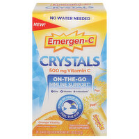 Emergen-C Vitamin C, Crystals, Orange Vitality, On-The-Go Immune Support, 500 mg