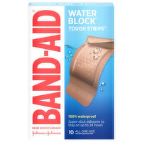 Band Aid Bandages, Adhesive, Tough Strips, All One Size - 10 Each 