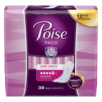 Poise Pads, Maximum, Long Length - 39 Each