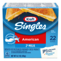 Kraft Cheese Slices, 2% Milk Reduced Fat American Cheese - 14.7 Ounce 