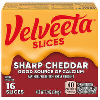 Velveeta Cheese Slices, Sharp Cheddar - 16 Each 