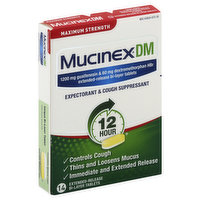 Mucinex Expectorant & Cough Suppressant, 12 Hour, Maximum Strength, Extended-Release Bi-Layer Tablets - 14 Each 