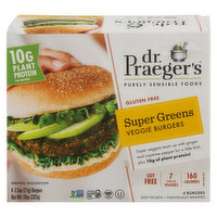 Dr. Praeger's Veggie Burgers, Super Greens - 4 Each 