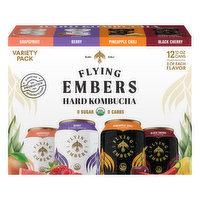 Flying Embers Hard Kombucha, Variety Pack, 12 Pack - 12 Each 