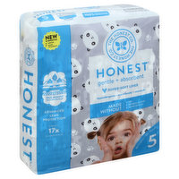 Honest Co Diapers, Gentle + Absorbent, Pandas, 5 (27+ Pounds) - 20 Each 