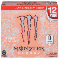 Monster Energy Drink, Zero Sugar, Ultra Peachy Keen - 6 Each 