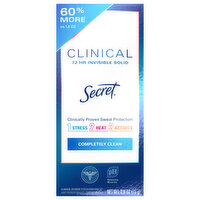 Secret Antiperspirant/Deodorant, 48HR, Invisible Solid, Completely Clean, Clinical + Strength - 2.6 Ounce 