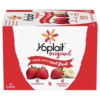 Yoplait Yogurt, Low Fat, Strawberry & Strawberry Banana - 12 Each 