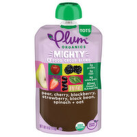 Plum Organics Mighty 4® Pear, Cherry, Blackberry, Strawberry, Blck Bean, Spinach + Oat 4oz Pch - 4 Ounce 