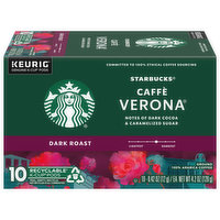 Starbucks Coffee, Ground, Dark Roast, Caffe Verona, K-Cup Pods - 10 Each