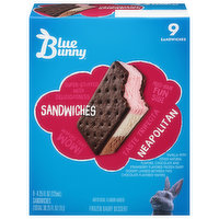 Blue Bunny Frozen Dairy Dessert, Neapolitan, Sandwiches - 9 Each 