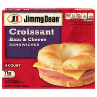 Jimmy Dean Jimmy Dean Croissant Breakfast Sandwiches with Ham and Cheese, Frozen, 4 Count - 4 Each 