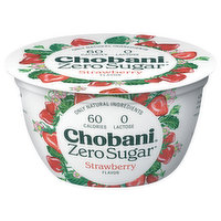 Chobani Yogurt, Zero Sugar, Strawberry Flavor - 5.3 Ounce 