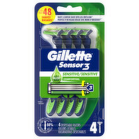 Gillette Razors, Disposable, Sensitive - 4 Each 