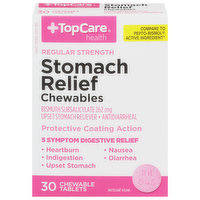 TopCare Stomach Relief, Chewables, Regular Strength, 262 mg, Tablets