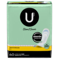 U by Kotex Pads, Ultra Thin, Clean & Secure, Regular - 60 Each 