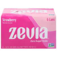 Zevia Soda, Zero Sugar, Strawberry, 6 Can - 6 Each 