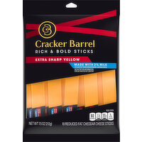 Cracker Barrel Reduced Fat Extra Sharp Cheddar Cheese Sticks with 2% Milk - 7.5 Ounce 