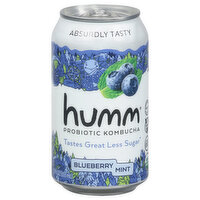 Humm Probiotic Kombucha, Blueberry Mint - 12 Fluid ounce 