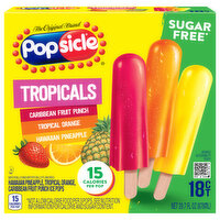 Popsicle Ice Pops, Sugar Free, Tropicals - 18 Each 