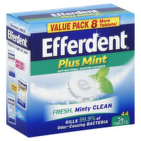 Efferdent Denture Cleanser, Anti-Bacterial, Tablets, Plus Mint, Value Pack - 44 Each 