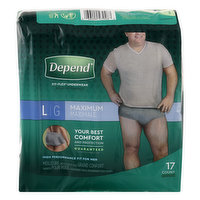 Depend Underwear, Maximum, Large, for Men - 17 Each
