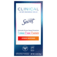 Secret Antiperspirant/Deodorant, 72HR, Invisible Solid, Stress Response - 1.6 Ounce 