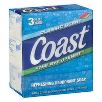 Coast Deodorant Soap, Refreshing, Classic Scent - 3 Each 