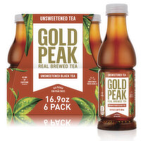 Gold Peak Unsweetened Black Iced Tea Drink, 16.9 fl oz - 6 Each 
