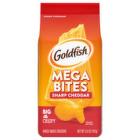 Goldfish Snack Crackers, Baked, Sharp Cheddar, Big & Crispy, Mega Bites - 5.9 Ounce 