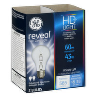 GE Light Bulbs, Halogen, 43 watts - 2 Each