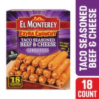 El Monterey Taquitos, Beef & Cheese, Taco Seasoned, Extra Crunchy - 18 Each 