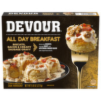 Devour All Day Breakfast, Biscuits, Bacon & Creamy Sausage Gravy