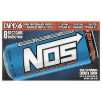 NOS Energy Drink, High Performance, Fridge Pack - 8 Each 