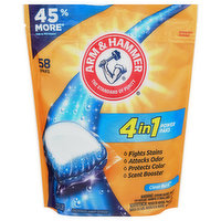 Arm & Hammer Laundry Detergent, Concentrated, 4 in 1, Power Paks, Clean Burst - 58 Each 