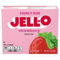 Jell-O Gelatin Dessert, Strawberry, Family Size - 6 Ounce 