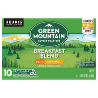 Green Mountain Coffee Roasters Coffee, Light Roast, Breakfast Blend, Decaf, K-Cup Pods - 10 Each 