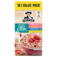 Quaker Oatmeal, Instant, Fruit & Cream, Value Pack - 18 Each 