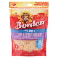 Borden Shredded Cheese, 2% Milk, Four Cheese Mexican - 8 Ounce