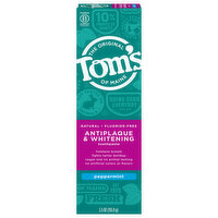 Tom's of Maine Toothpaste, Peppermint, Antiplaque & Whitening - 5.5 Ounce 