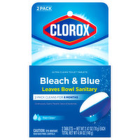 Clorox Toilet Tablets, Ultra Clean, Beach & Blue, Rain Clean, 2 Pack - 2 Each