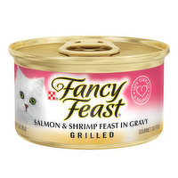 Fancy Feast Gourmet Cat Food, Grilled, Salmon & Shrimp Feast in Gravy - 3 Ounce 