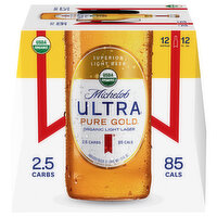 Michelob Ultra Beer, Organic, Light Lager - 12 Each 