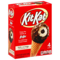 Kit Kat Frozen Dairy Dessert Cones, Wafer with Fudge - 4 Each 